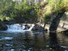 Sharp rock walls around the water